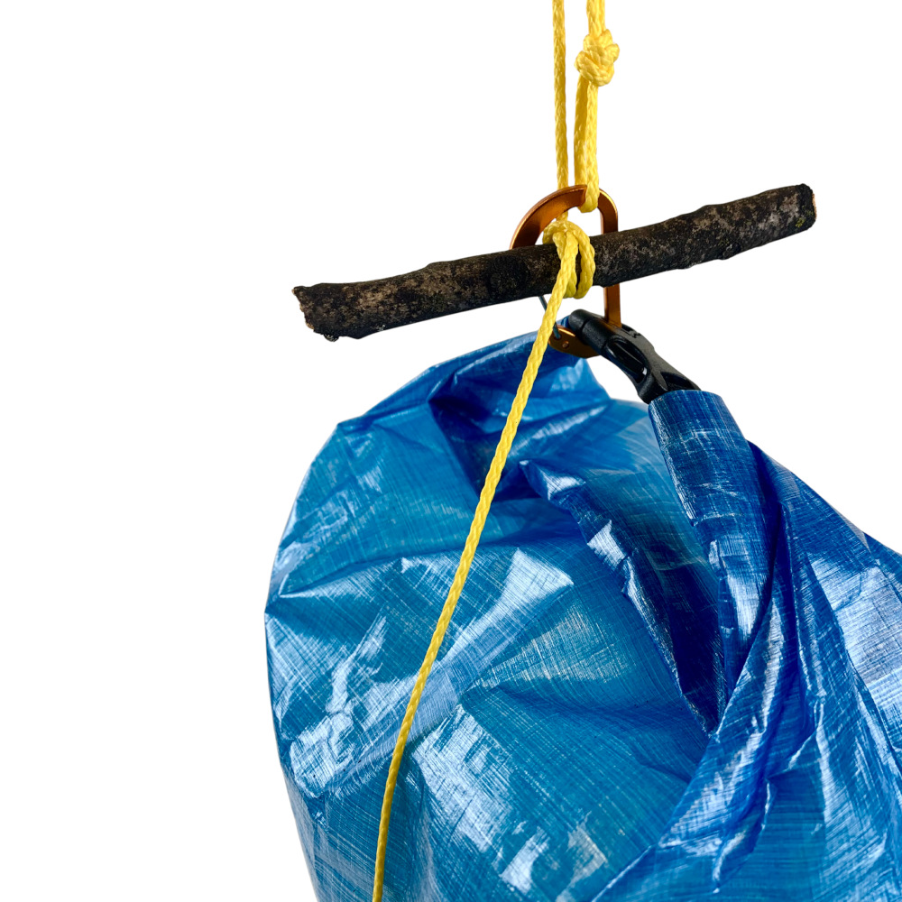 Pro Bear Bag suspended on Rope showing hang method
