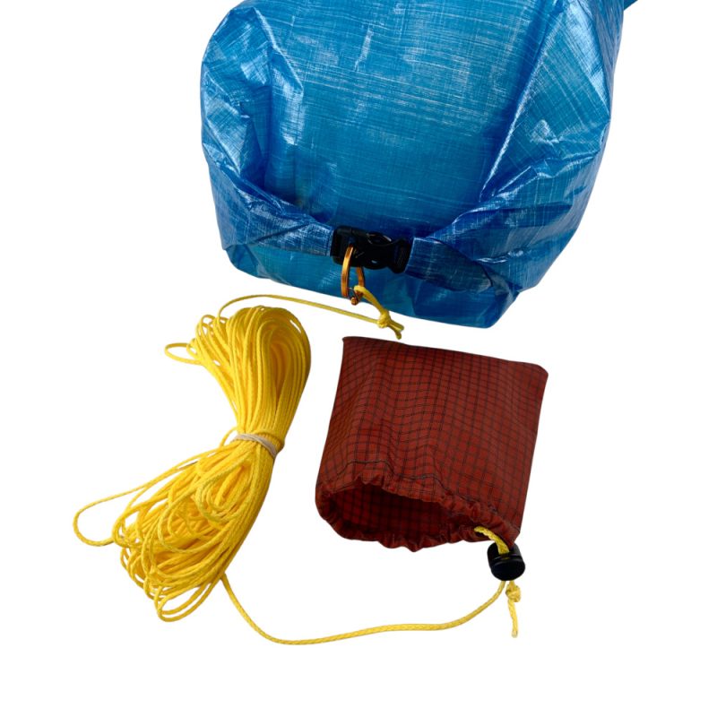 Pro Bear Bag set showing DCF Dry bag, Line, and rock sack