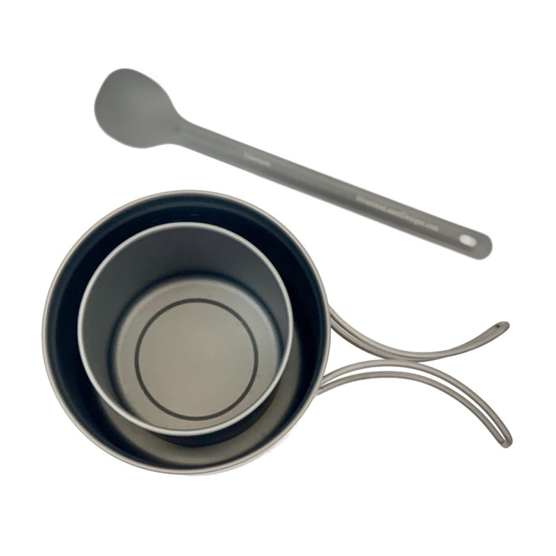 Titanium Pot, Mug & Long Handle Spoon Set