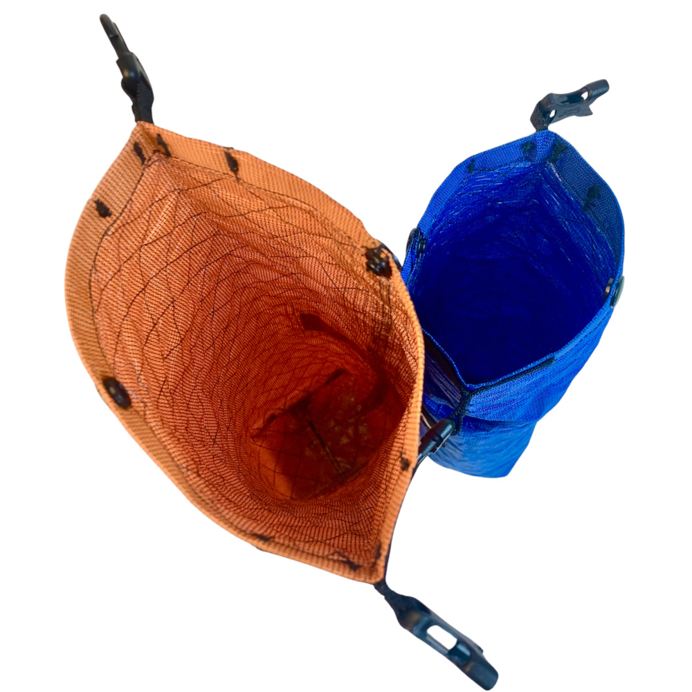 Two open dry bags, show the inside of each size