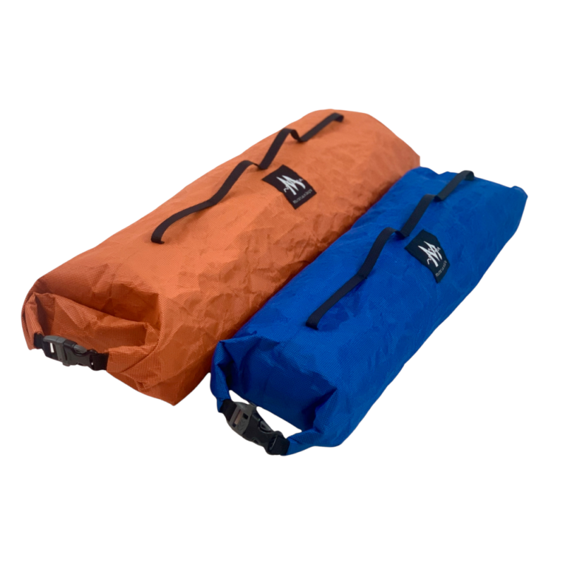 A large Mandarin and a medium blue Double Ended Dry Bag