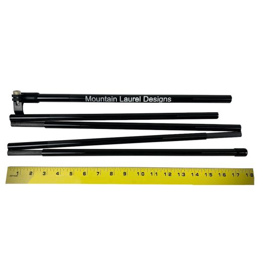 XL Omni Camlock Tent Poles showing 5 sections folded with measuring tape