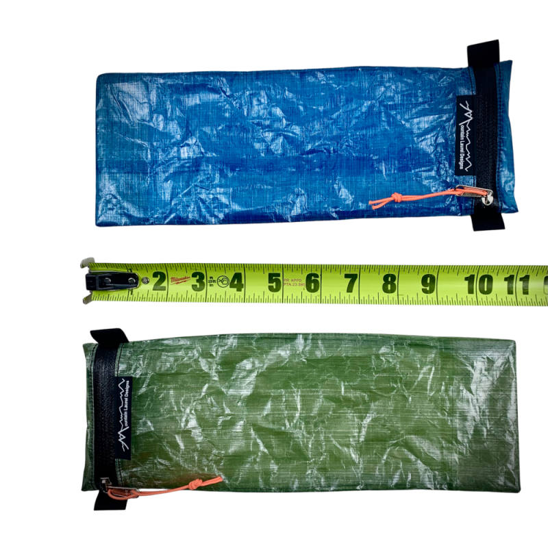 MLD DCF Zip Stake Sacks with measuring tape, showing length as 11" in.