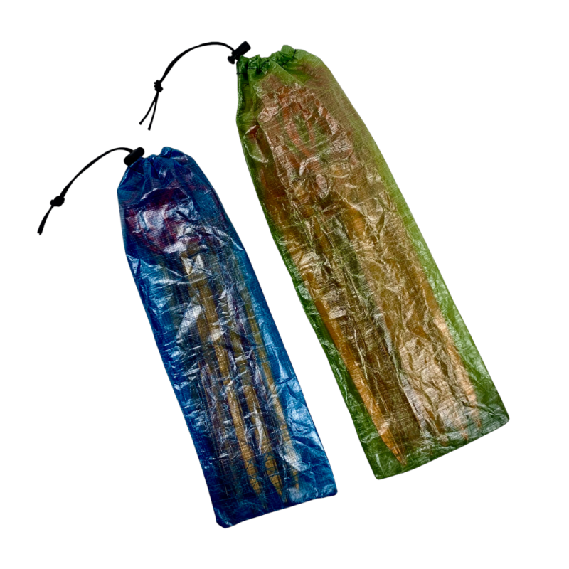 A small blue and large green DCF Cinch Sack (Add on)
