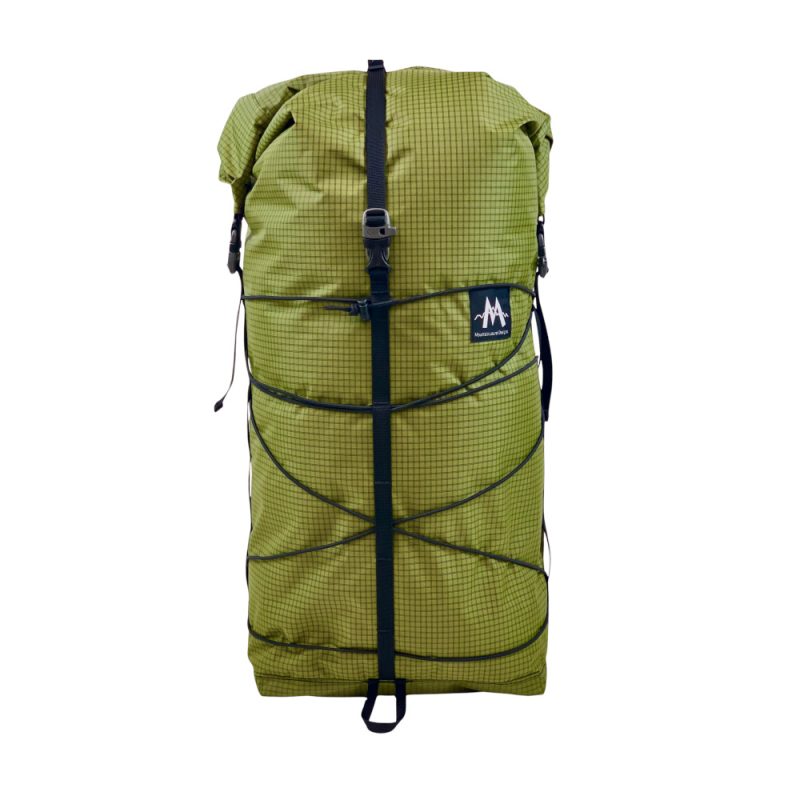 A front view of the Super Core 38L backpack in Avocado Green Ultra Grid