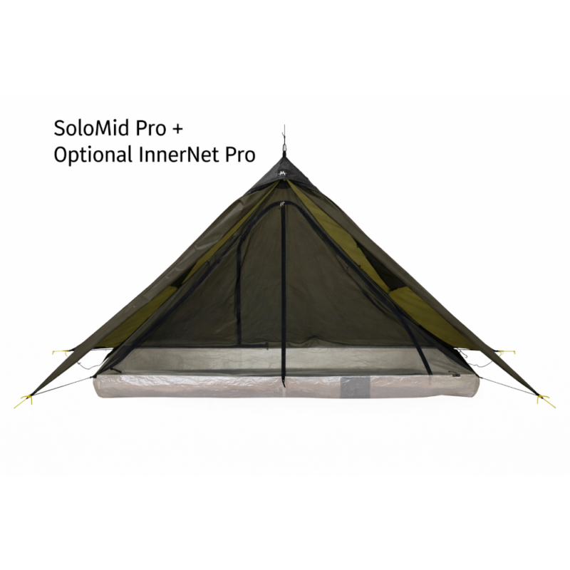 A SoloMid Pro in Dark OD Green 20D SilPoly with the optional InnerNet Pro Inside